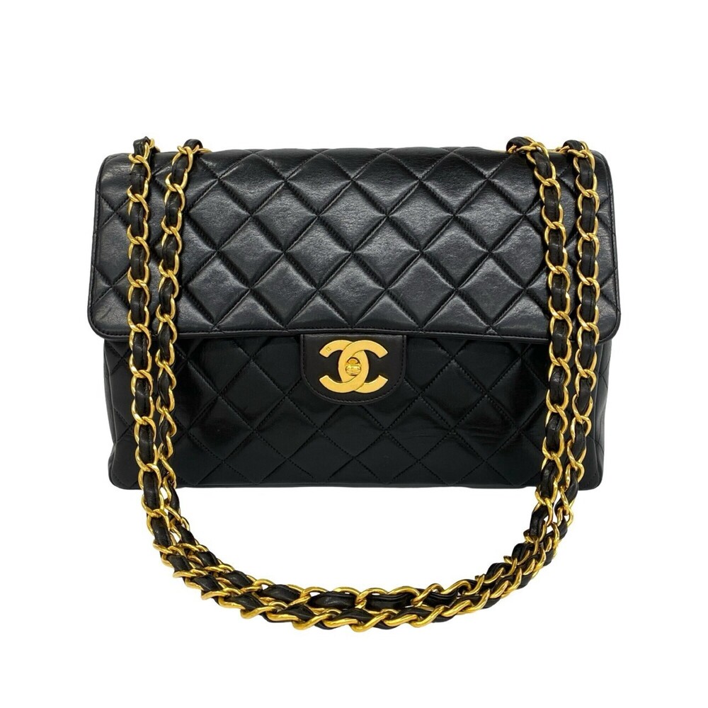 CHANEL Matelassé Coco Mark Single Flap Lambskin Shoulder Bag, Black, 25296